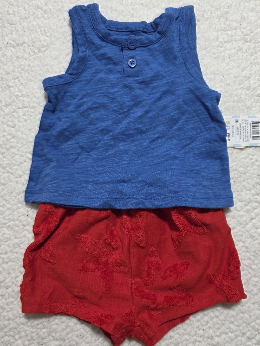 NWT Cat & Jack Royal Blue Button Front Tank & Red Short Set